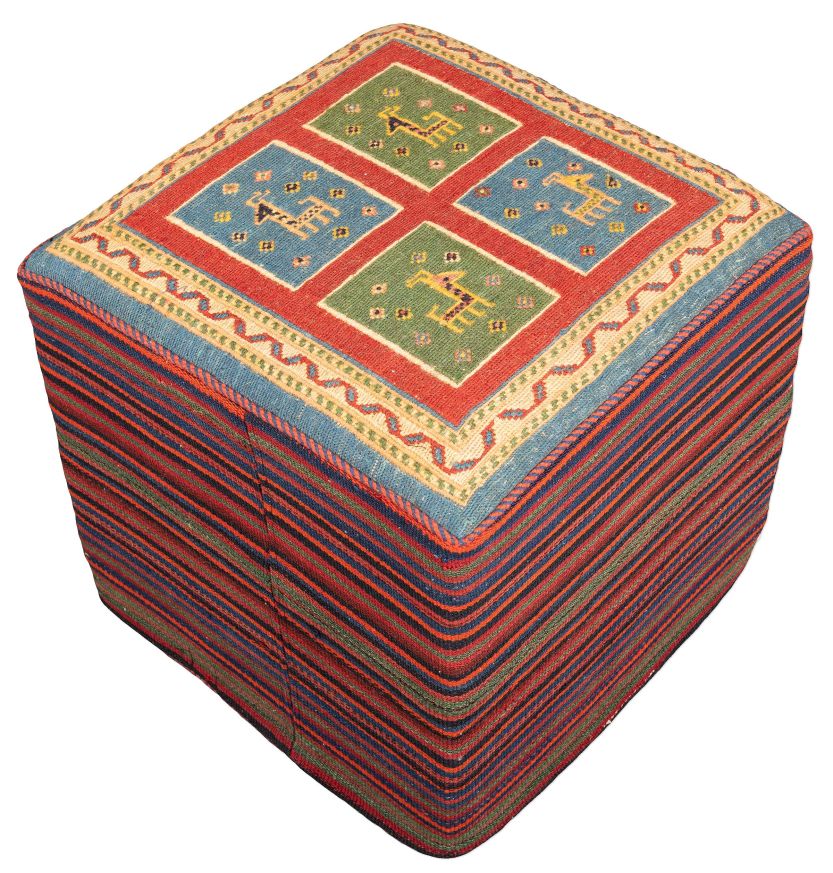 Bild eines Afschar-Tabii-Sitzwürfel aus Persien in der Göße 47 x 48 cm