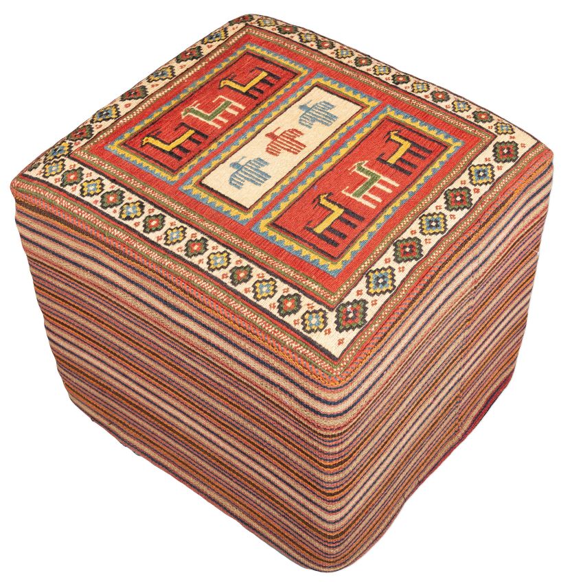 Bild eines Afschar-Tabii-Sitzwürfel aus Persien in der Göße 49 x 52 cm