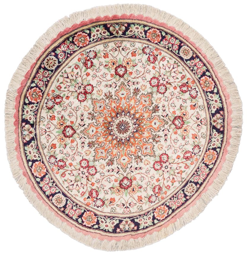 handgeknüpfter Orienteppich Ghom aus Persien Maß 100x100 cm