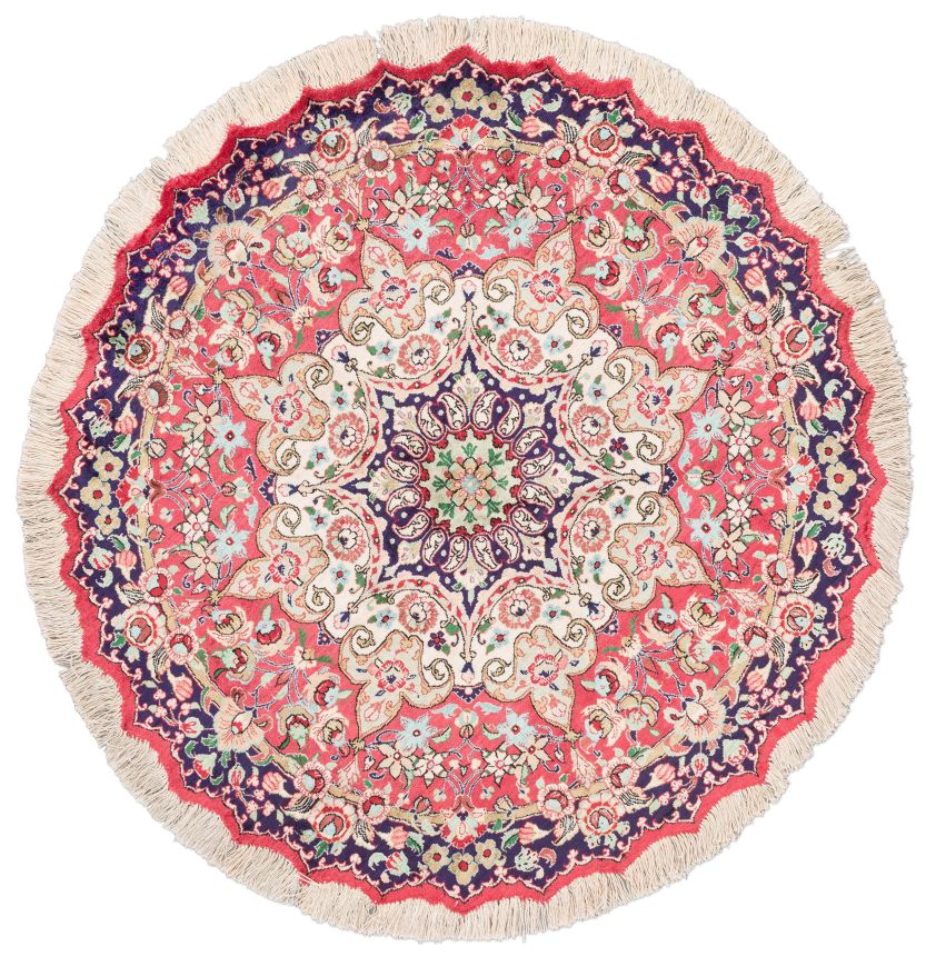 handgeknüpfter Orienteppich Ghom aus Persien Maß 100x100 cm