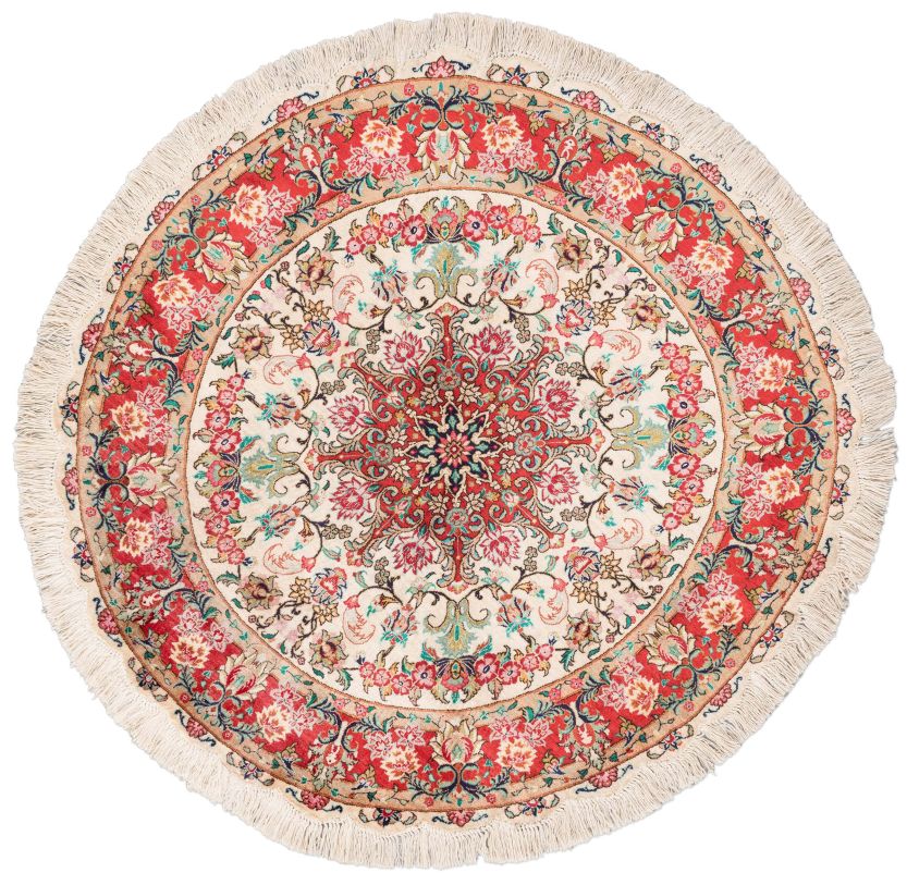 handgeknüpfter Orienteppich Ghom aus Persien Maß 100x100 cm