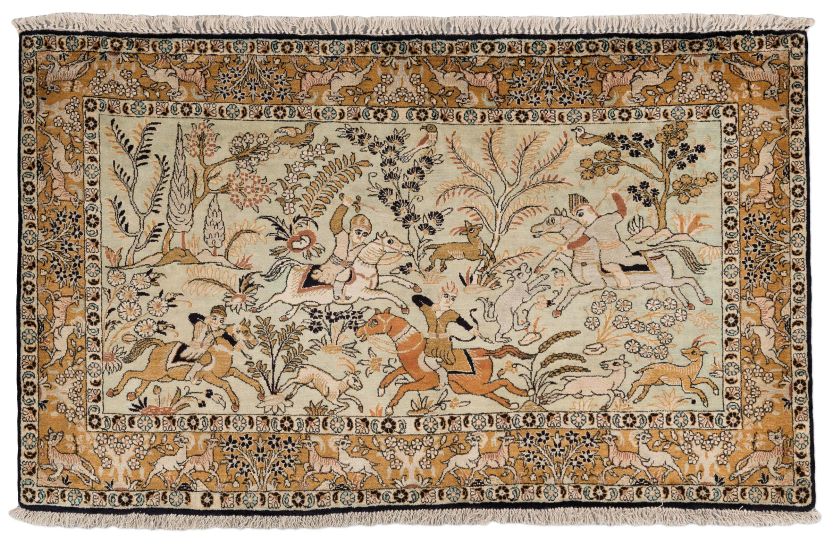 handgeknüpfter Orienteppich Ghom aus Persien Maß 130x78 cm