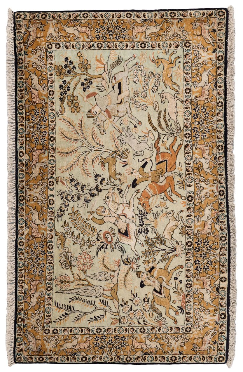 handgeknüpfter Orienteppich Ghom aus Persien Maß 130x78 cm