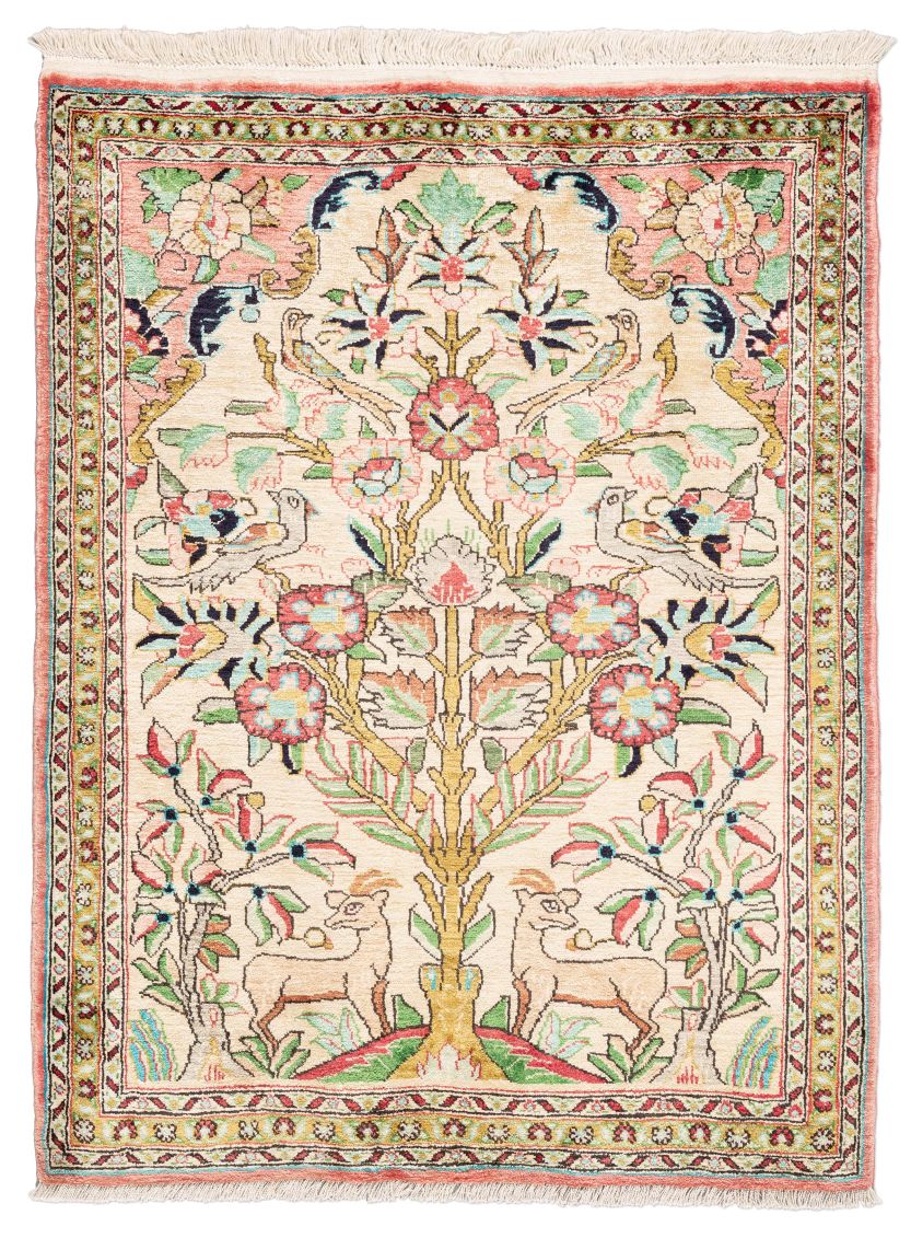 handgeknüpfter Orienteppich Ghom aus Persien Maß 76x59 cm