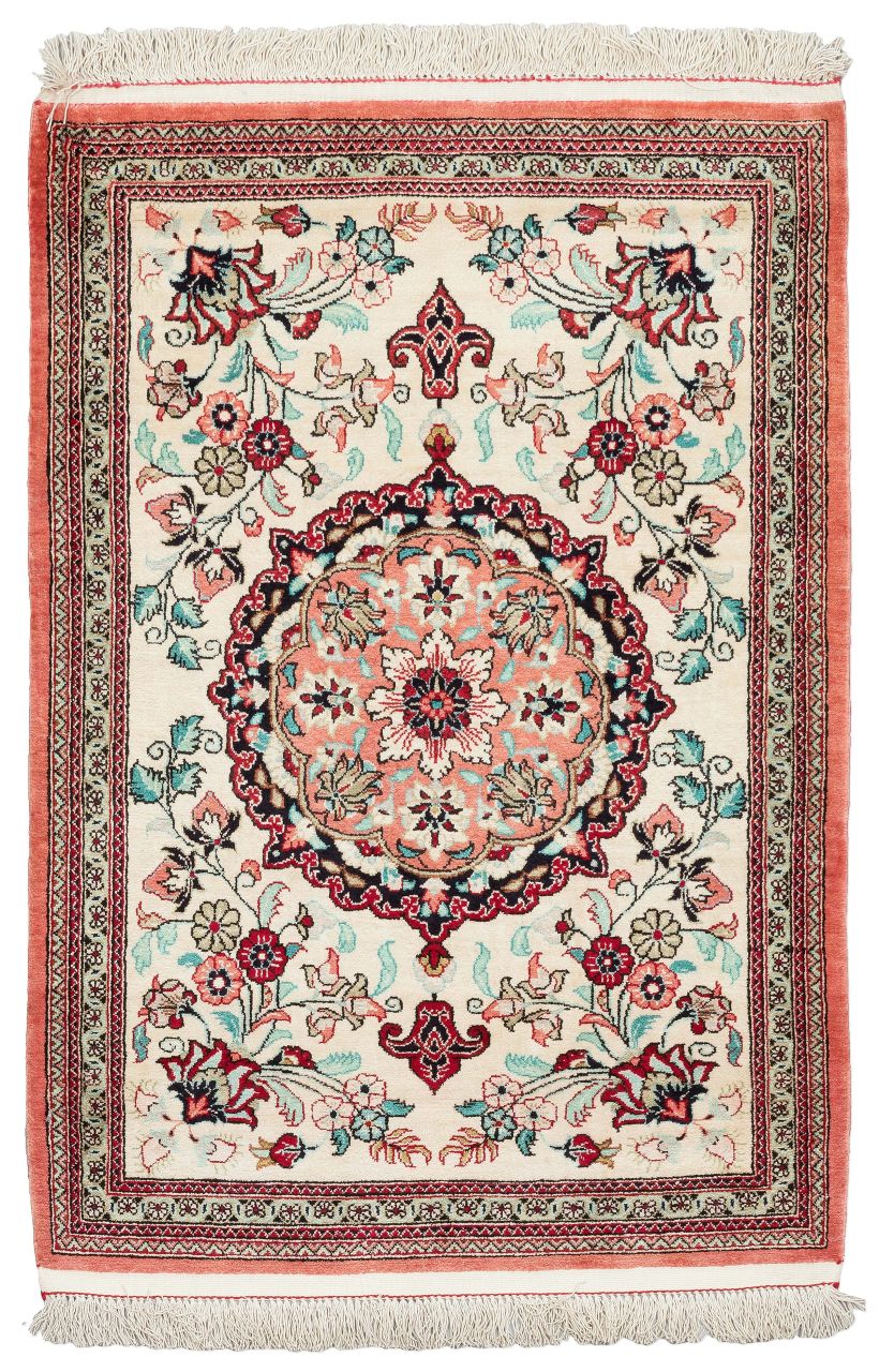 handgeknüpfter Orienteppich Ghom aus Persien Maß 81x60 cm