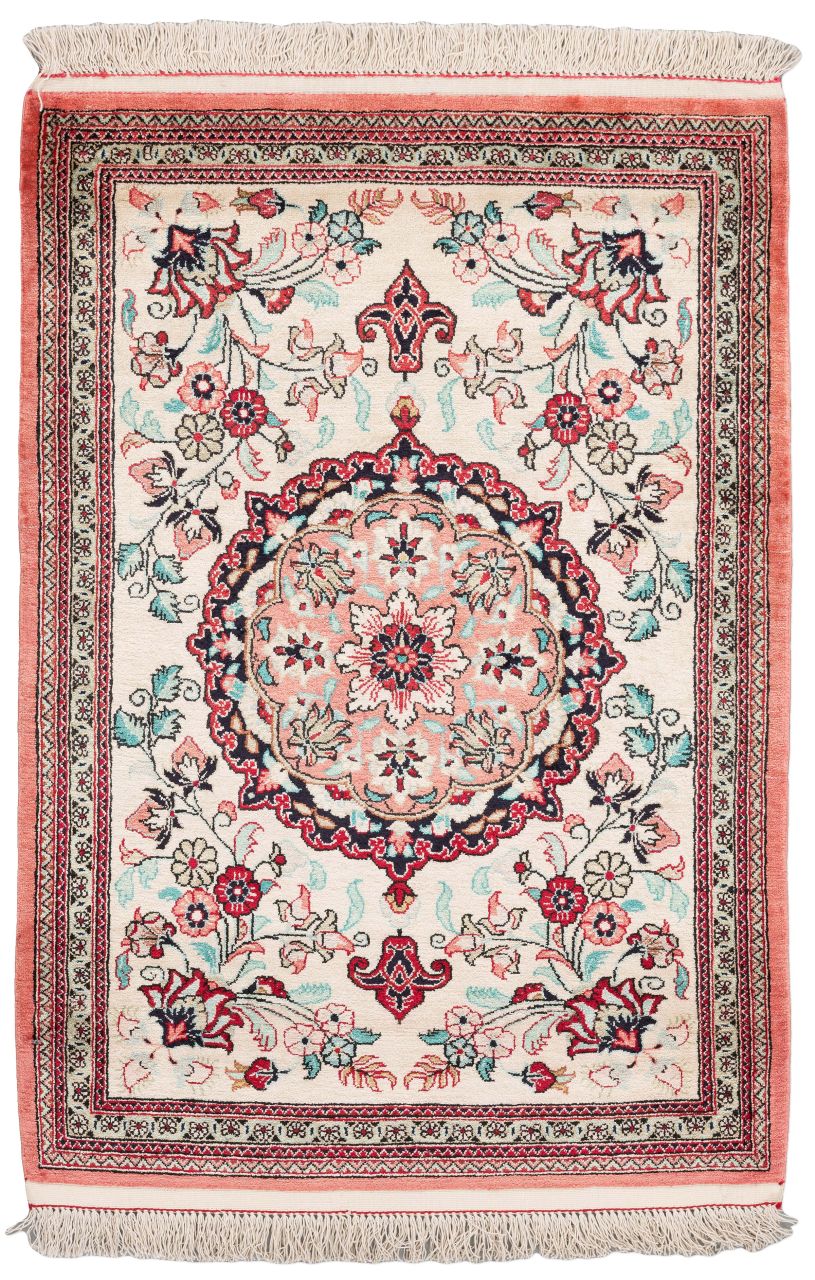 handgeknüpfter Orienteppich Ghom aus Persien Maß 81x60 cm