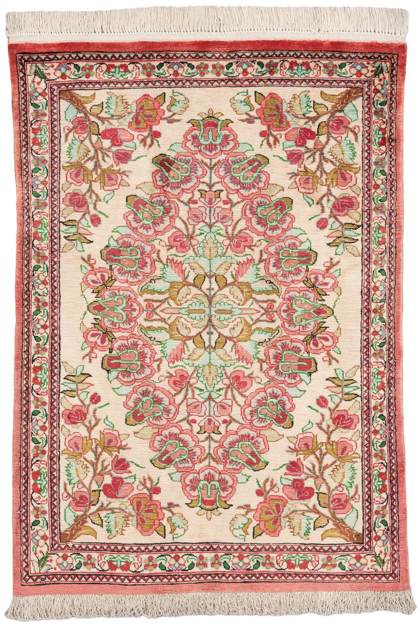 handgeknüpfter Orienteppich Ghom aus Persien Maß 82x58 cm