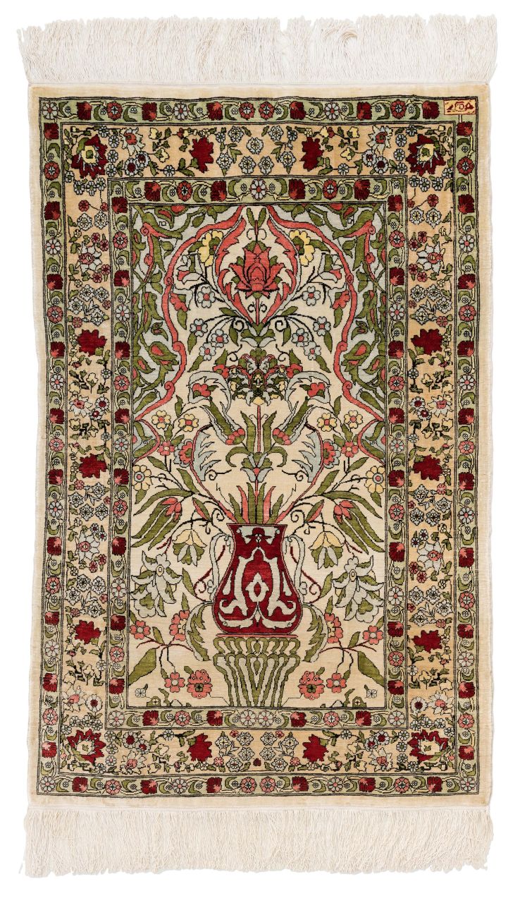 handgeknüpfter Orienteppich Hereke aus Türkei Maß 91x59 cm