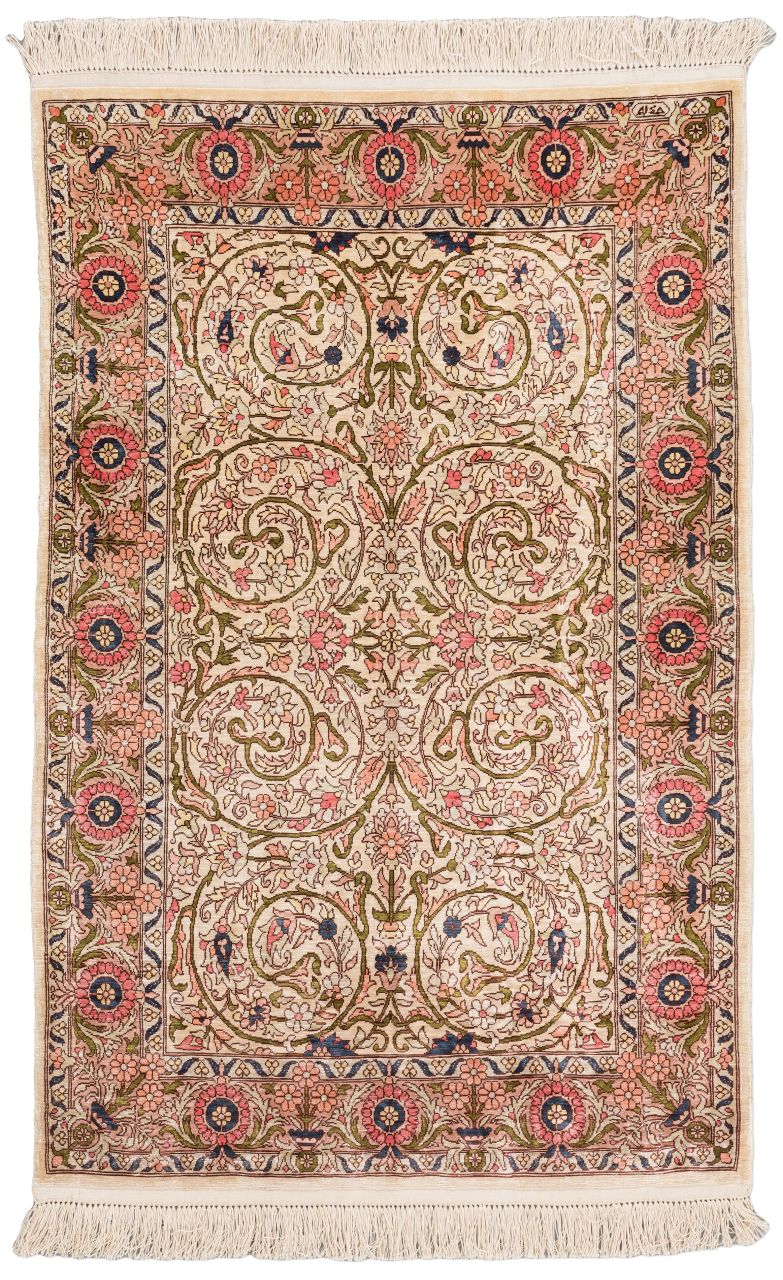 handgeknüpfter Orienteppich Hereke aus Türkei Maß 91x60 cm