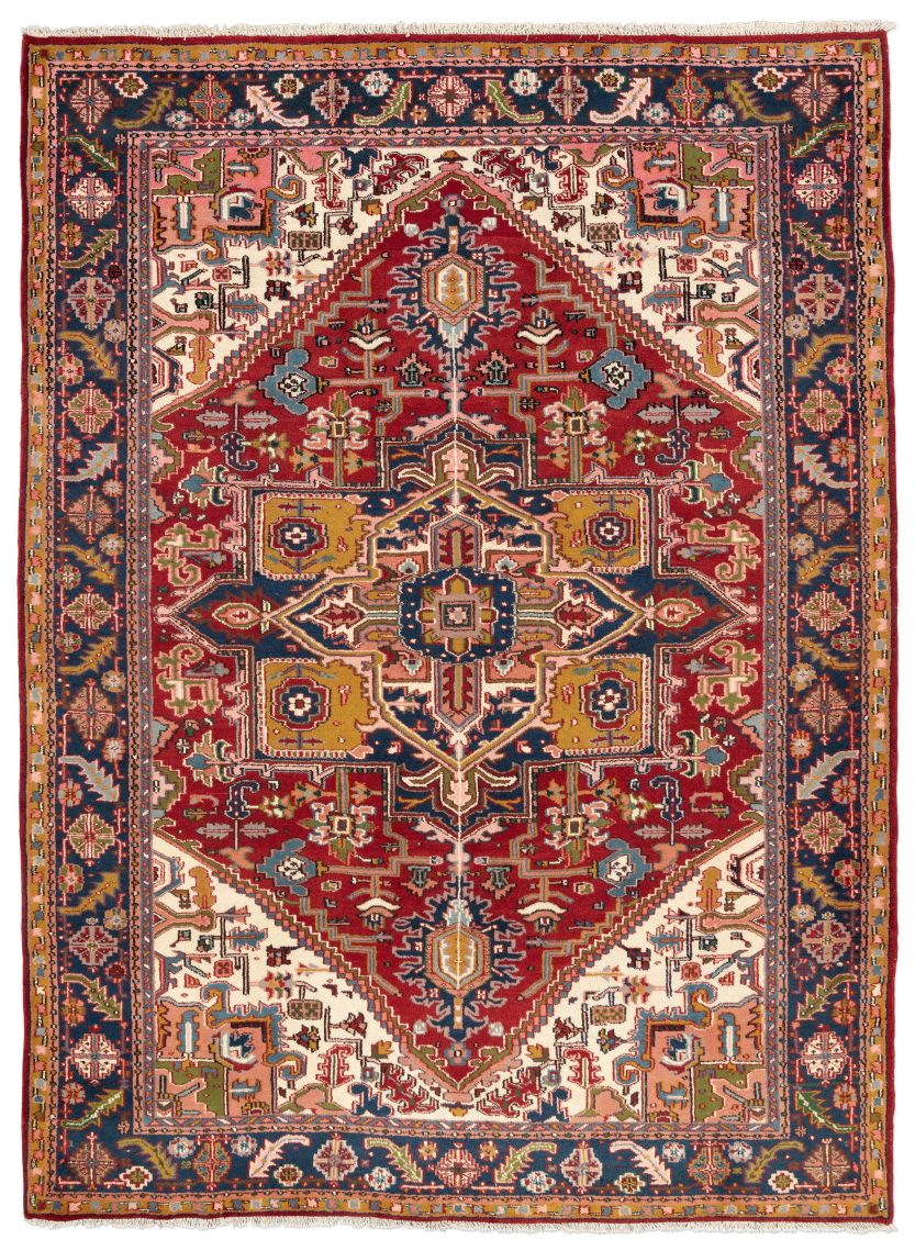 handgeknüpfter Orienteppich Heriz aus Indien Maß 334x245 cm