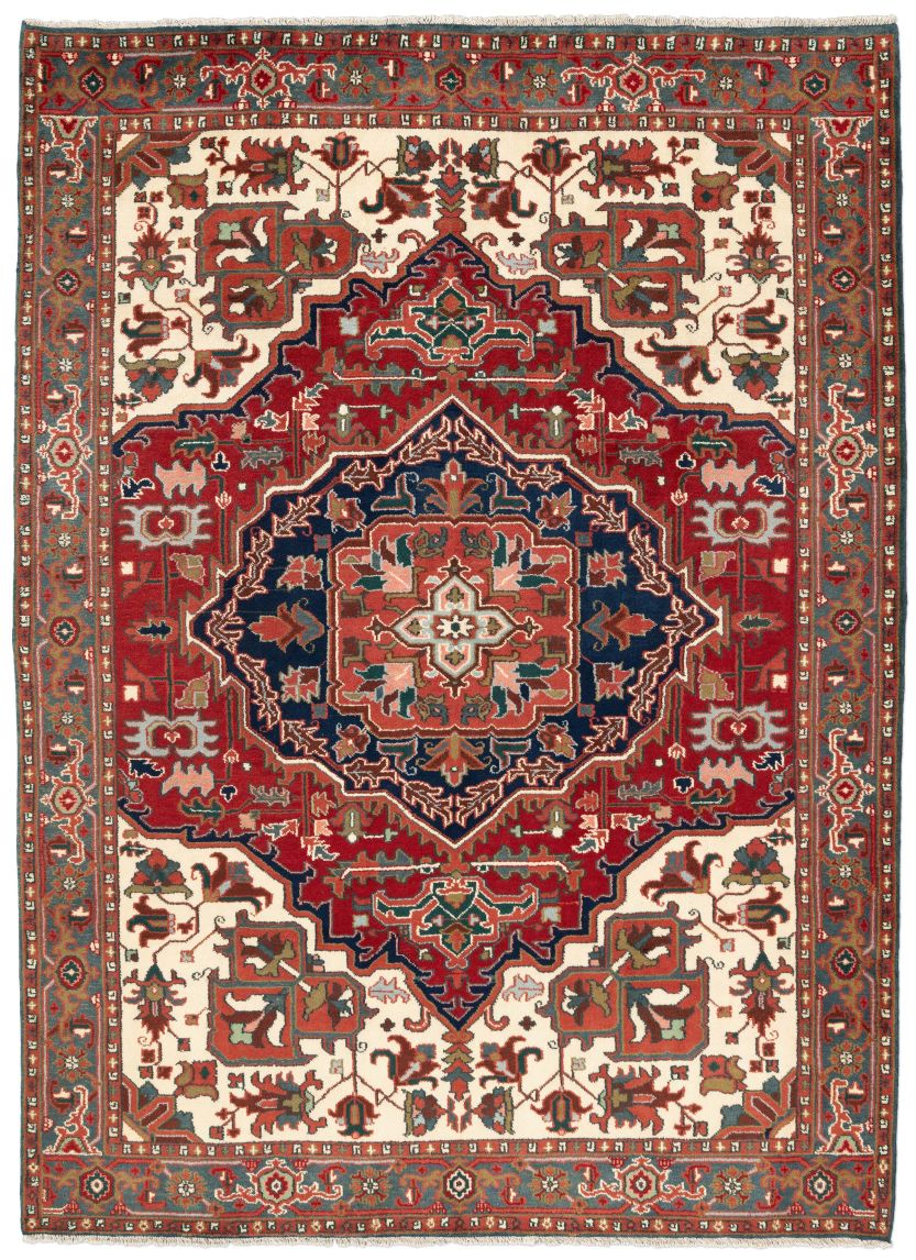 handgeknüpfter Orienteppich Heriz aus Indien Maß 341x252 cm