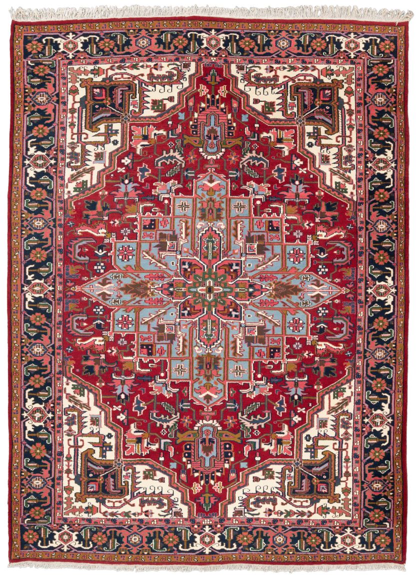 handgeknüpfter Orienteppich Heriz aus Indien Maß 347x254 cm