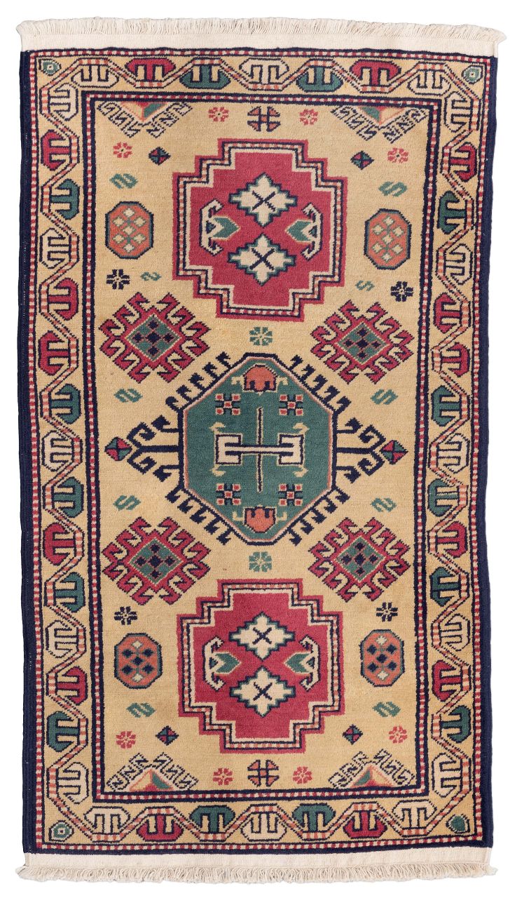 handgeknüpfter Orienteppich Kazak aus Kaukasus Maß 130x75 cm