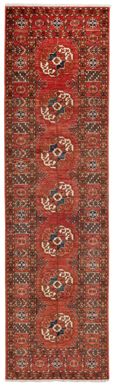 handgeknüpfter Orienteppich Tekke aus Afghanistan Maß 298x82 cm