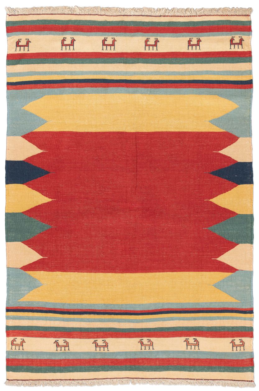 handgewebter Kelim Afschar-Kamo aus Persien Maß 226x152 cm