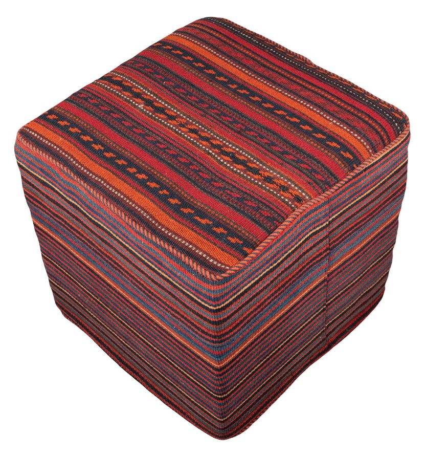 handgewebter Kelim Schahsawan-Sitzwürfel aus Persien Maß 47x47 cm