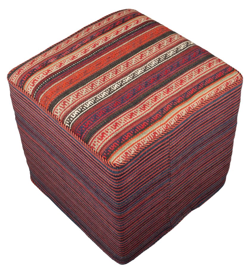 handgewebter Kelim Schahsawan-Sitzwürfel aus Persien Maß 47x47 cm