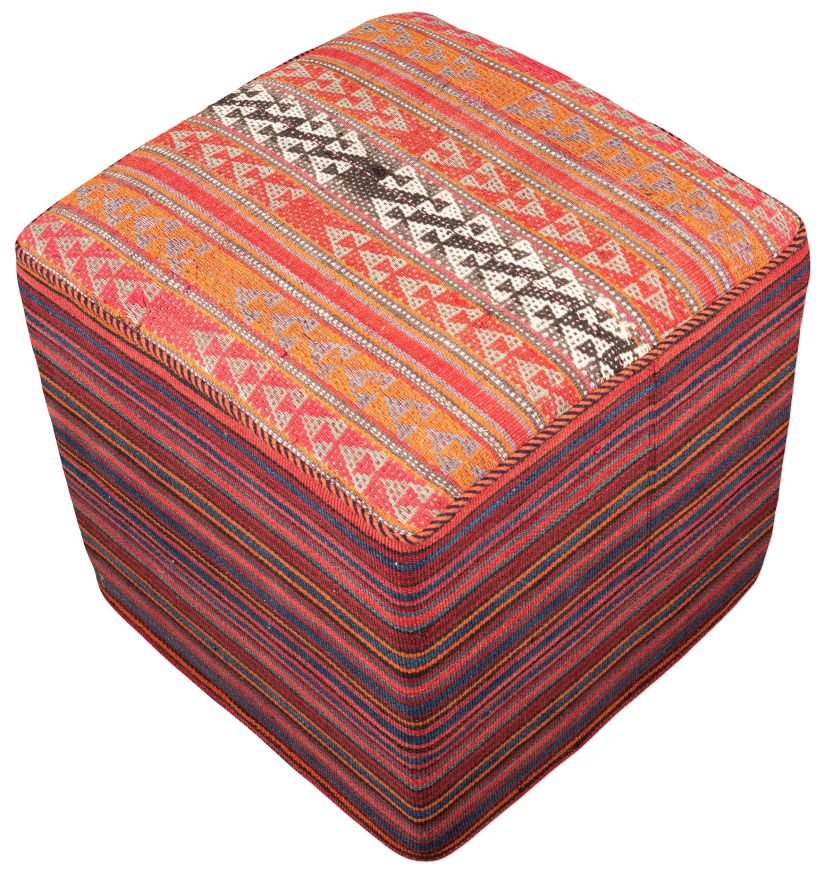 handgewebter Kelim Schahsawan-Sitzwürfel aus Persien Maß 47x47 cm