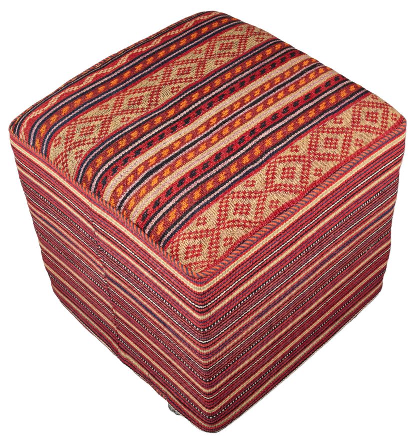 handgewebter Kelim Schahsawan-Sitzwürfel aus Persien Maß 47x47 cm