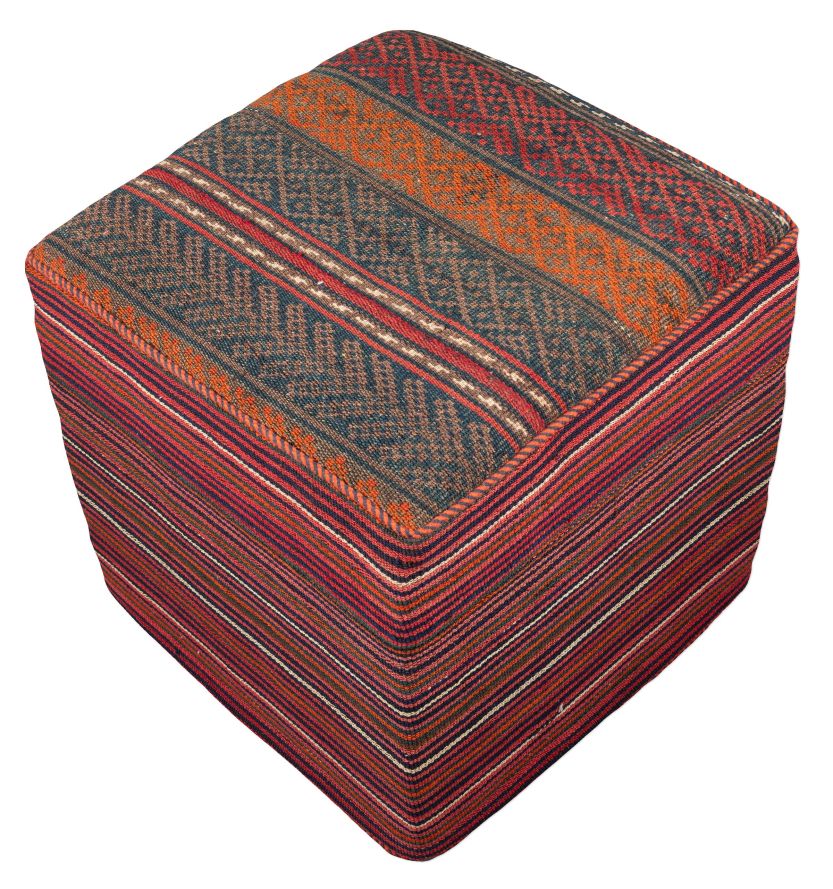 handgewebter Kelim Schahsawan-Sitzwürfel aus Persien Maß 47x47 cm