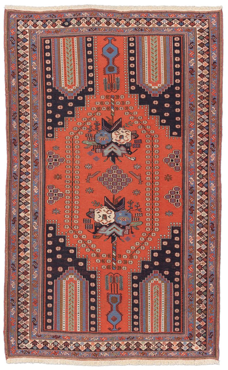 handgewebter Sumackkelim Afschar-Farsi-Madan aus Persien Maß 185x114 cm