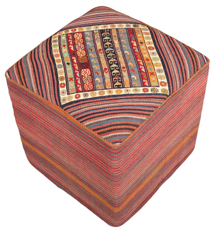 handgewebter Sumackkelim Afschar-Farsi-Madan-Sitzwürfel aus Persien Maß 46x46 cm