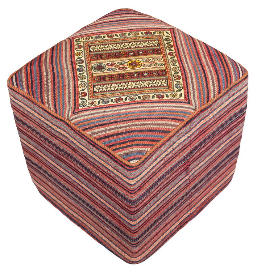 handgewebter Sumackkelim Afschar-Farsi-Madan-Sitzwürfel aus Persien Maß 46x46 cm