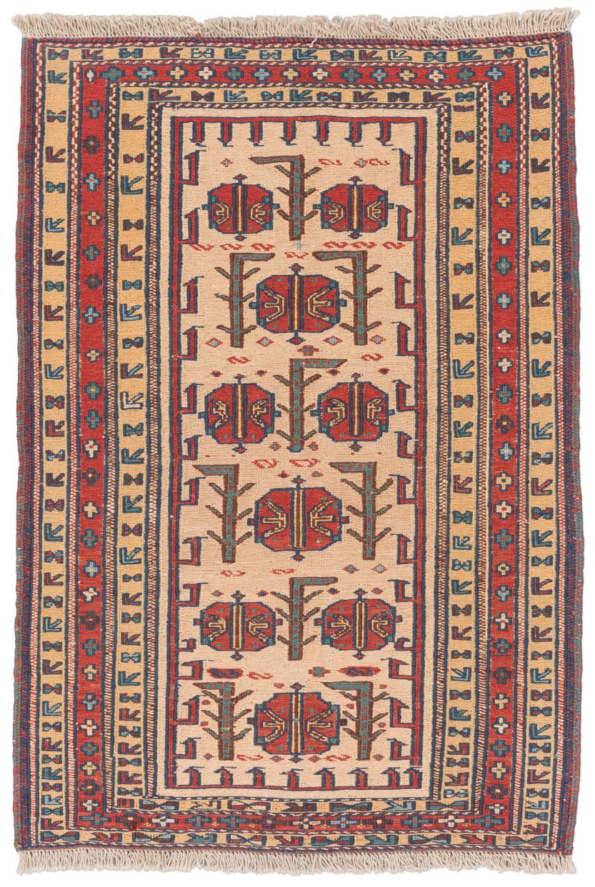 handgewebter Sumackkelim Afschar-Tabii aus Persien Maß 109x75 cm