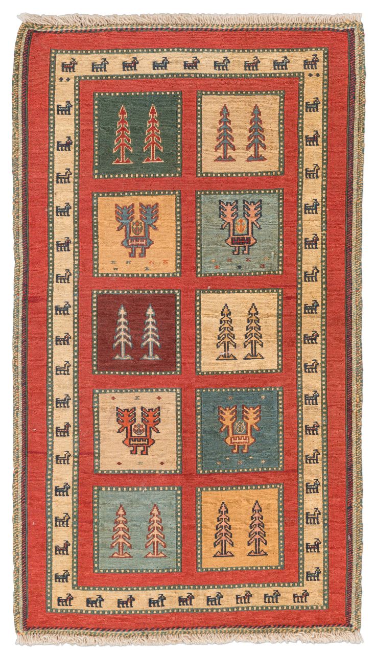 handgewebter Sumackkelim Afschar-Tabii aus Persien Maß 112x65 cm