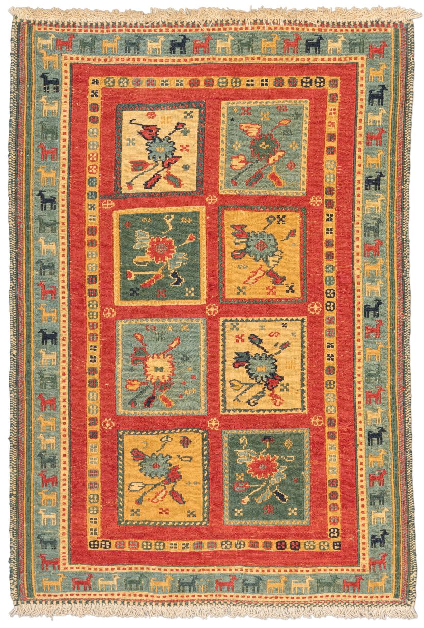 handgewebter Sumackkelim Afschar-Tabii aus Persien Maß 112x78 cm