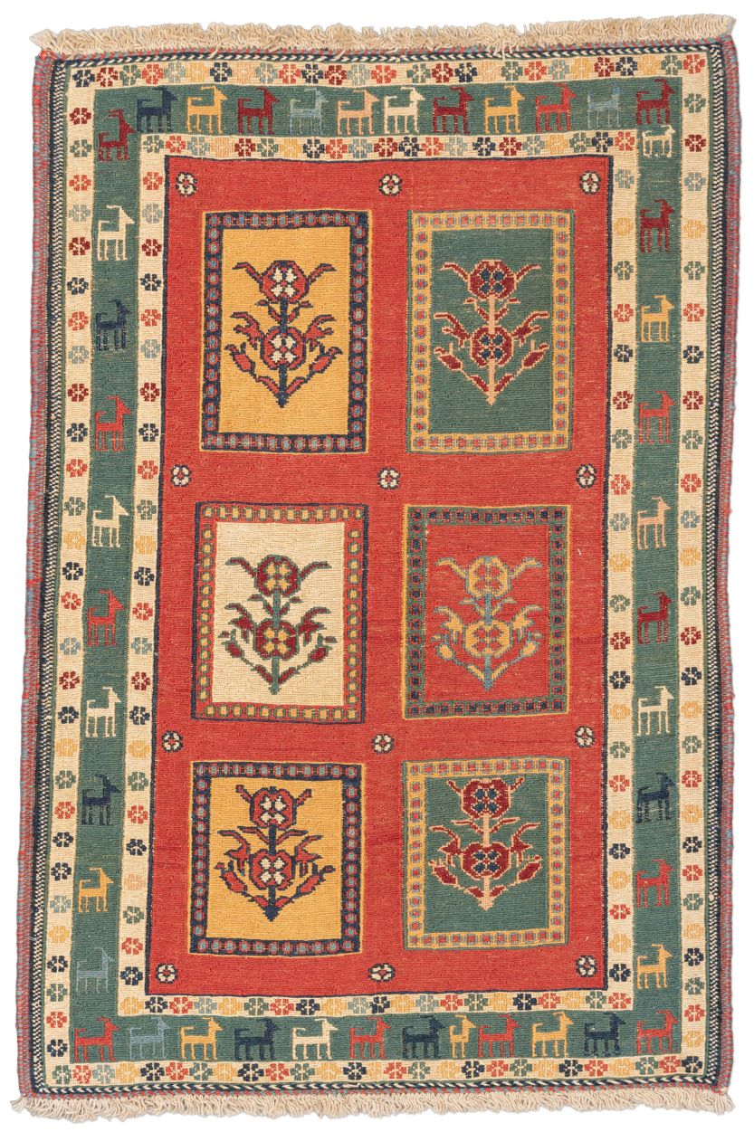 handgewebter Sumackkelim Afschar-Tabii aus Persien Maß 113x77 cm