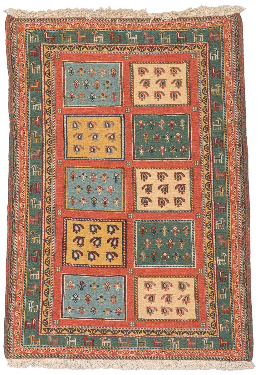 handgewebter Sumackkelim Afschar-Tabii aus Persien Maß 116x82 cm