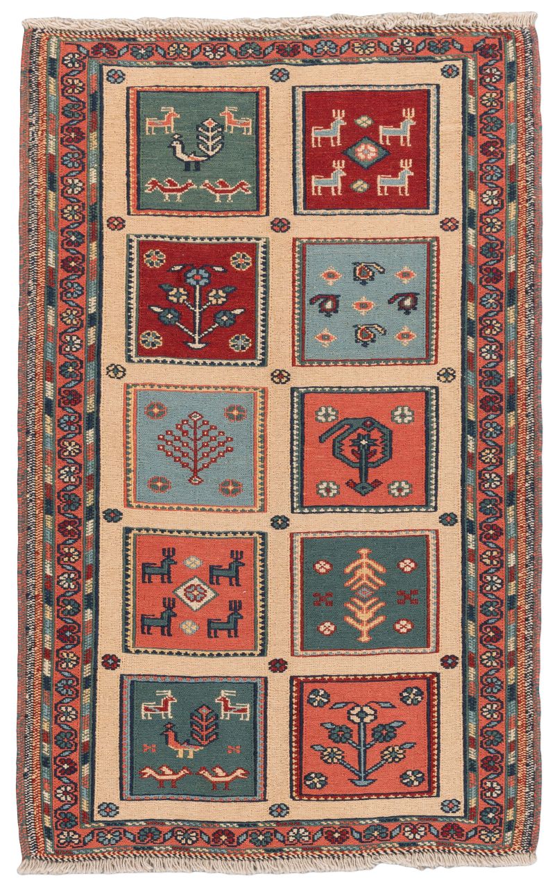 handgewebter Sumackkelim Afschar-Tabii aus Persien Maß 117x74 cm