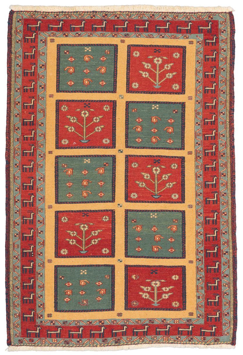 handgewebter Sumackkelim Afschar-Tabii aus Persien Maß 117x80 cm