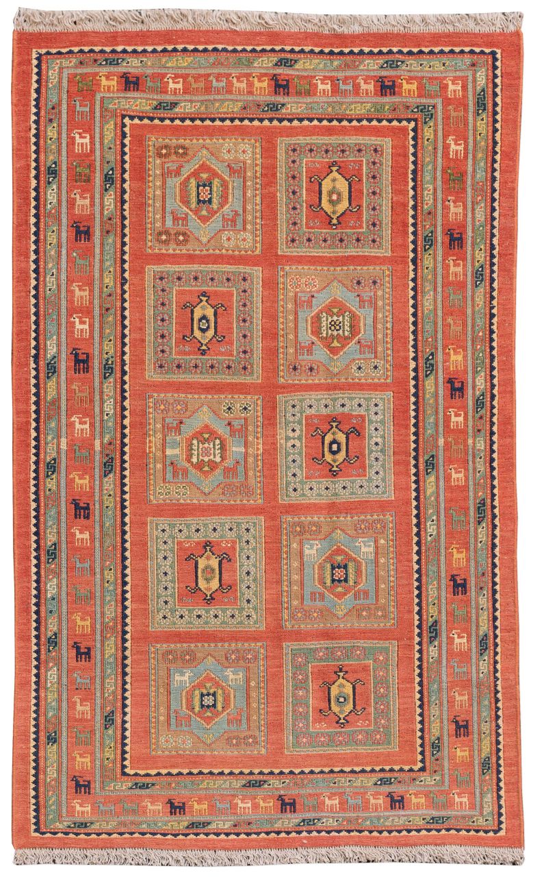 handgewebter Sumackkelim Afschar-Tabii aus Persien Maß 123x77 cm