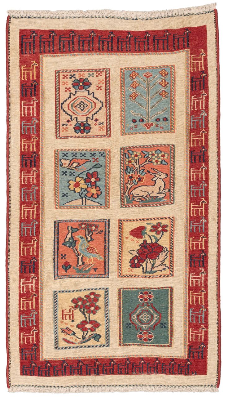 handgewebter Sumackkelim Afschar-Tabii aus Persien Maß 124x74 cm