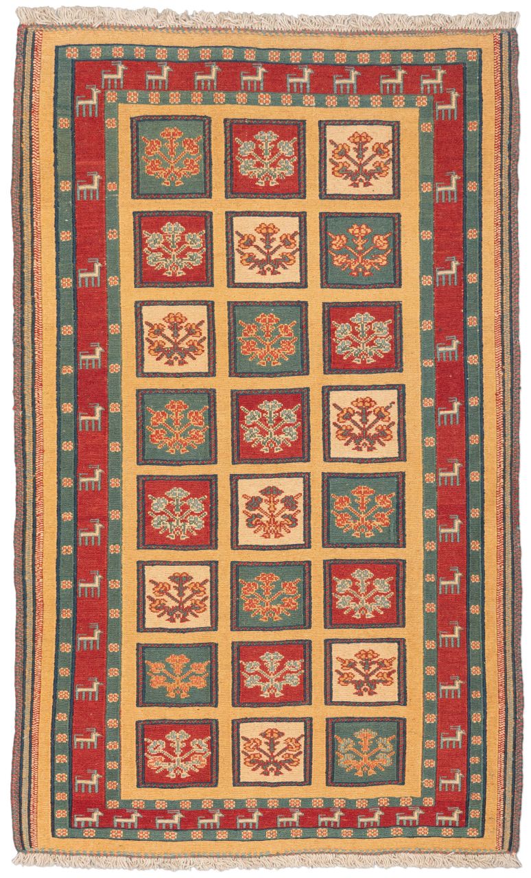 handgewebter Sumackkelim Afschar-Tabii aus Persien Maß 130x80 cm