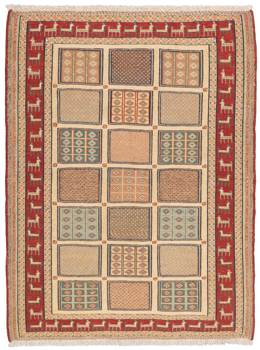 handgewebter Sumackkelim Afschar-Tabii aus Persien Maß 131x100 cm