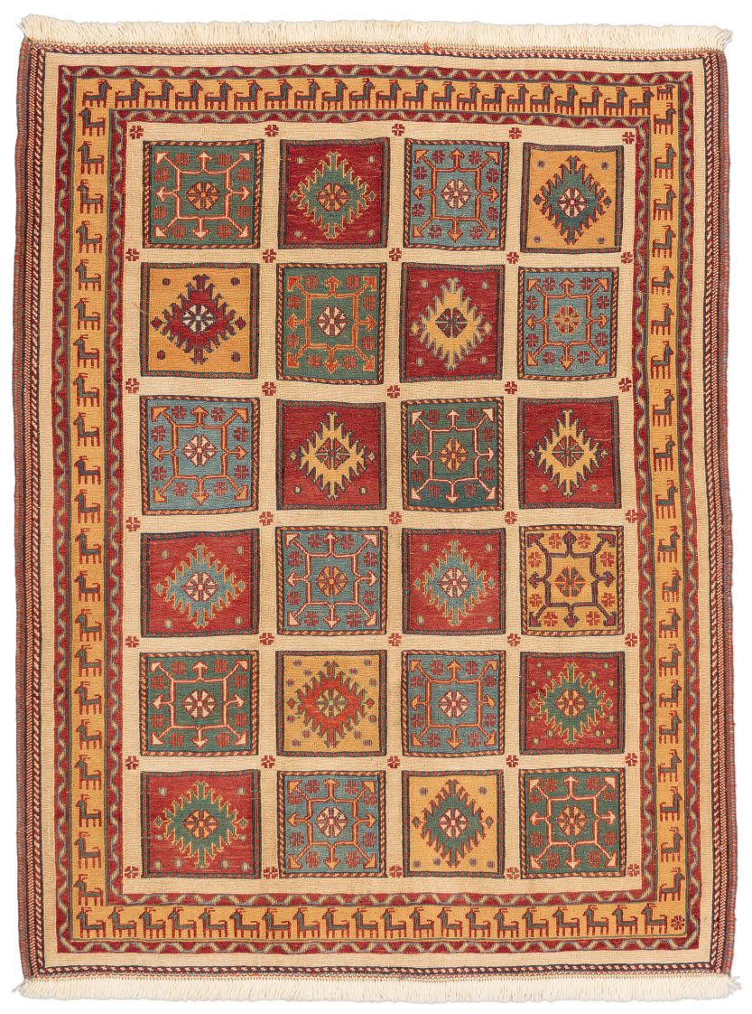 handgewebter Sumackkelim Afschar-Tabii aus Persien Maß 134x101 cm