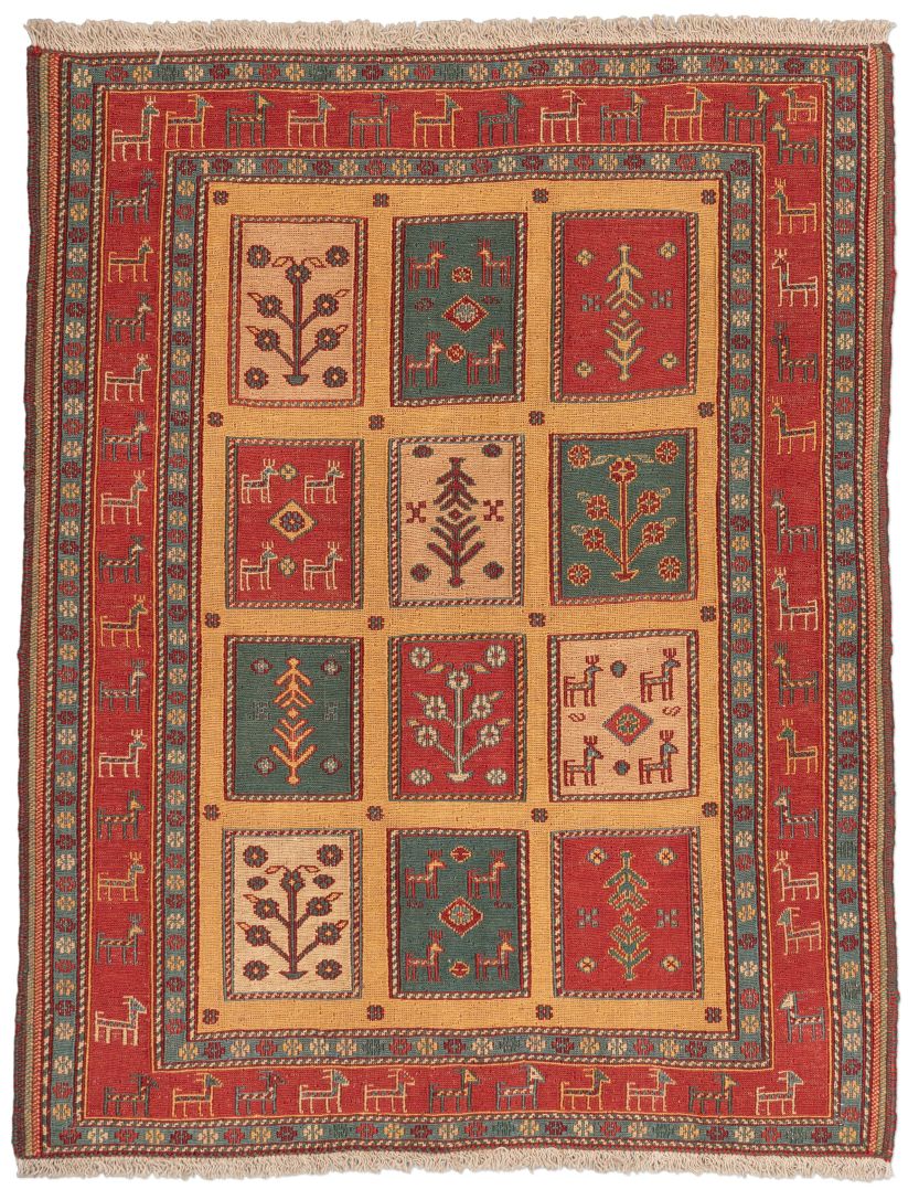 handgewebter Sumackkelim Afschar-Tabii aus Persien Maß 135x106 cm