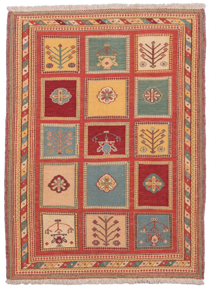 handgewebter Sumackkelim Afschar-Tabii aus Persien Maß 140x104 cm