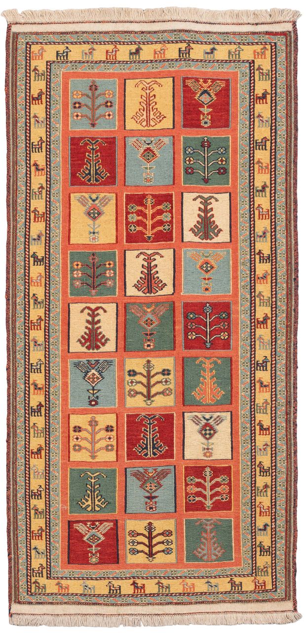 handgewebter Sumackkelim Afschar-Tabii aus Persien Maß 142x72 cm