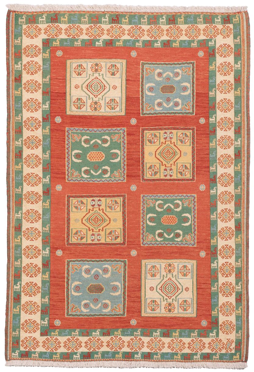 handgewebter Sumackkelim Afschar-Tabii aus Persien Maß 143x100 cm