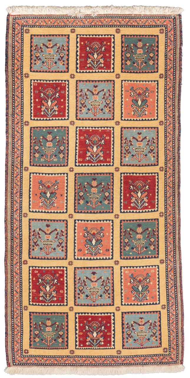 handgewebter Sumackkelim Afschar-Tabii aus Persien Maß 143x71 cm