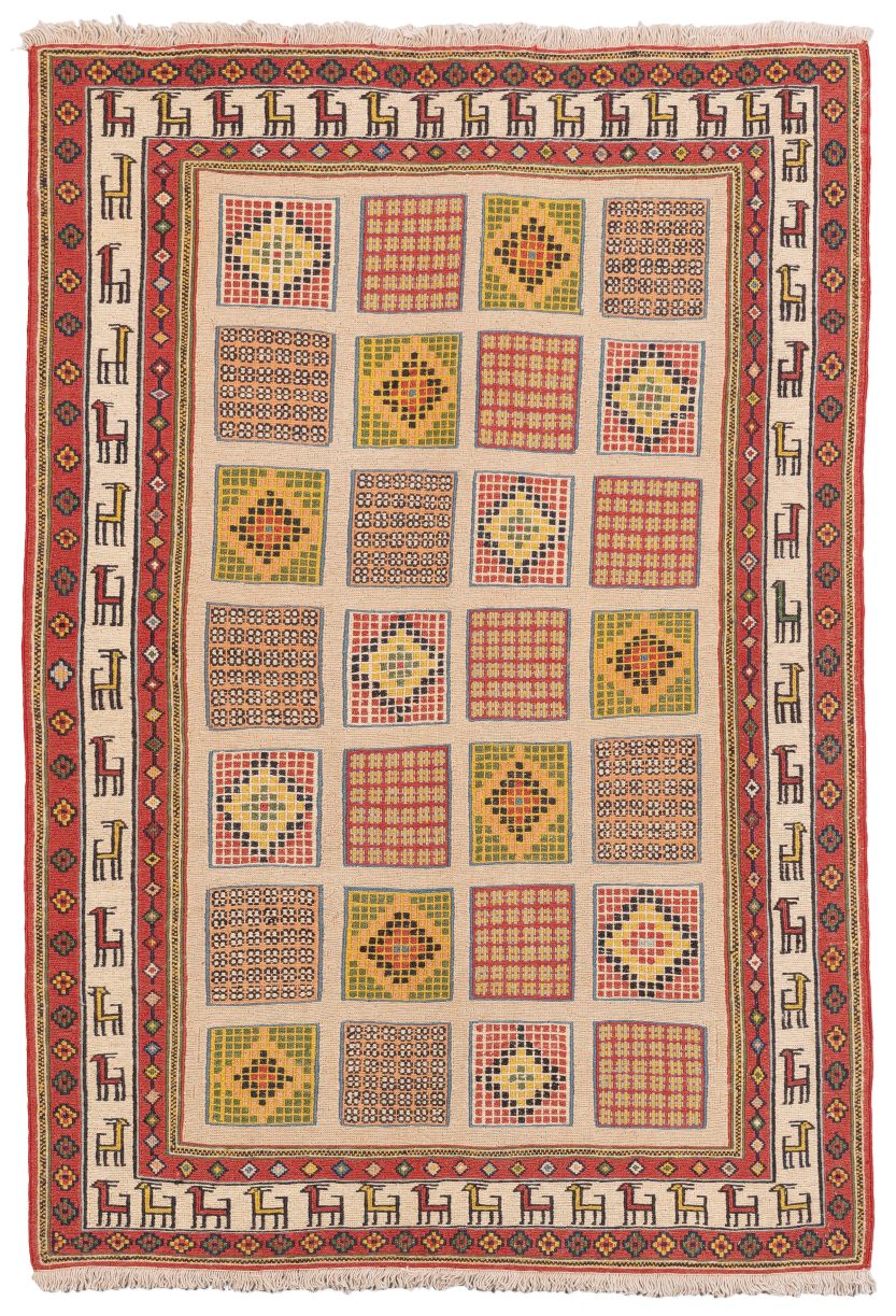 handgewebter Sumackkelim Afschar-Tabii aus Persien Maß 144x100 cm