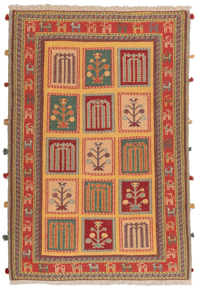handgewebter Sumackkelim Afschar-Tabii aus Persien Maß 144x99 cm
