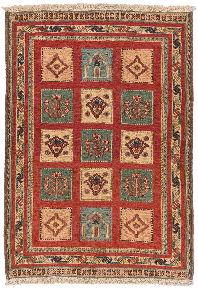 handgewebter Sumackkelim Afschar-Tabii aus Persien Maß 145x101 cm