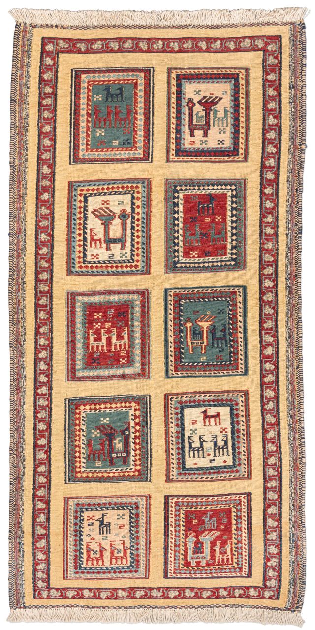 handgewebter Sumackkelim Afschar-Tabii aus Persien Maß 145x72 cm