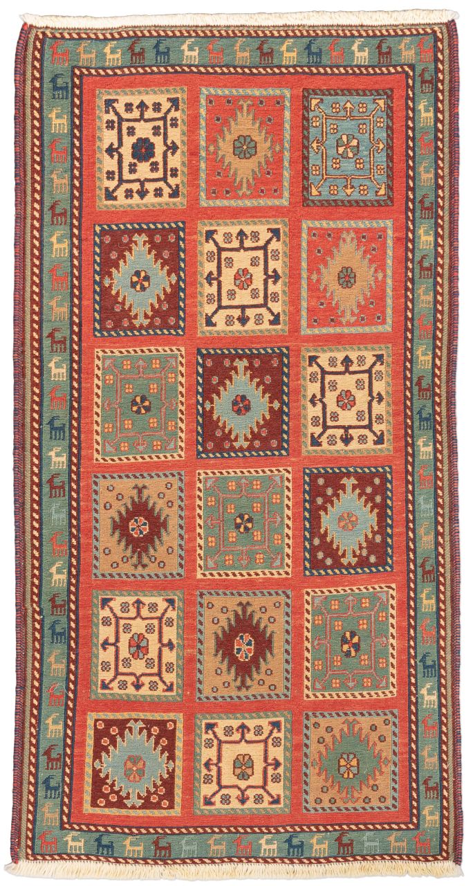 handgewebter Sumackkelim Afschar-Tabii aus Persien Maß 147x77 cm