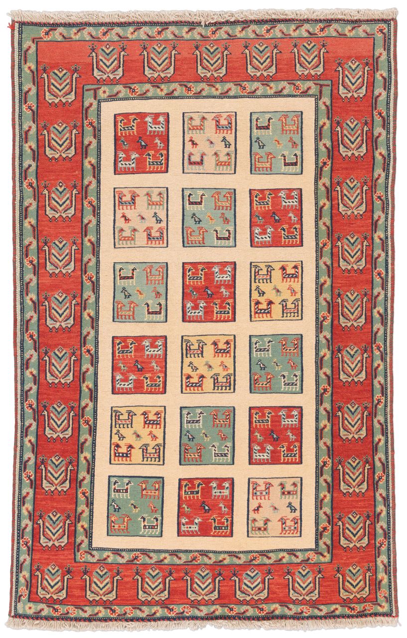 handgewebter Sumackkelim Afschar-Tabii aus Persien Maß 147x95 cm